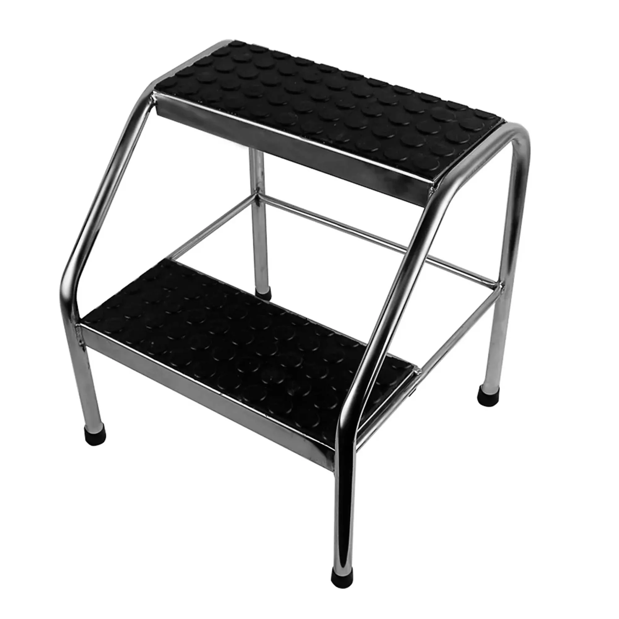 Escada 2 Degraus Reforçada Antiderrapante em Aço Inox